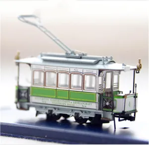 Adult Collection Decoration Gifts Festive Deluxe luckily Gift Resin Car Vehicle Model 1:87 Simulation Static Retro Tramway Model 