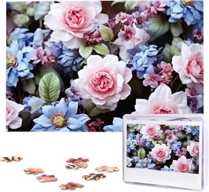 Adult insulator Wedding Blue Flowers Jigsaw Puzzle 1000 Piece Wooden Jigsaw Puzzles Personalized Picture Puzzle Custom Jigsaw Puzzles for 