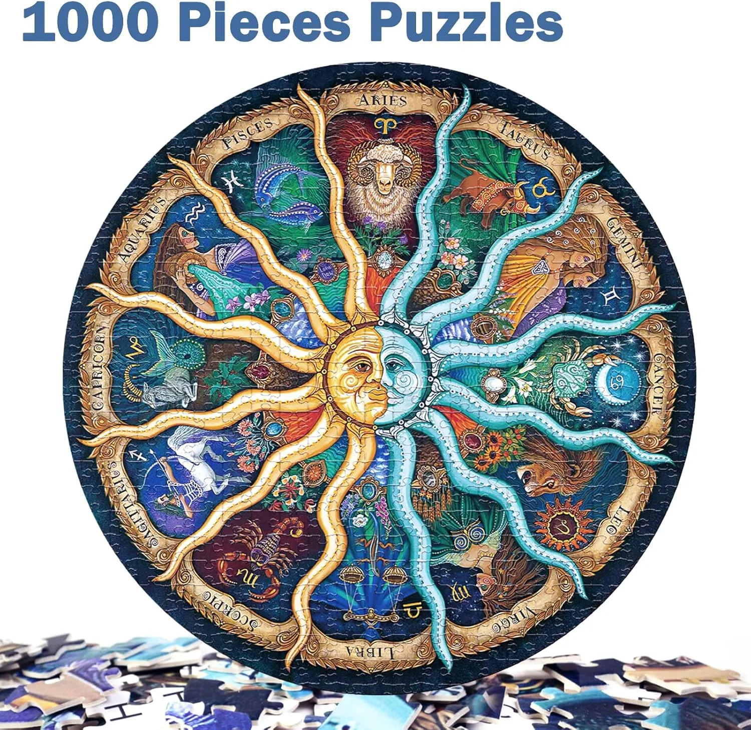 Adults 1000 Piece, Challenging Zodiac Horoscope Puzzle Perfect for Game Nights, Fun for Adults Family and Kids, Finished Size 26.7" x 26.7 scarce verbalize orange Jigsaw Puzzles for 