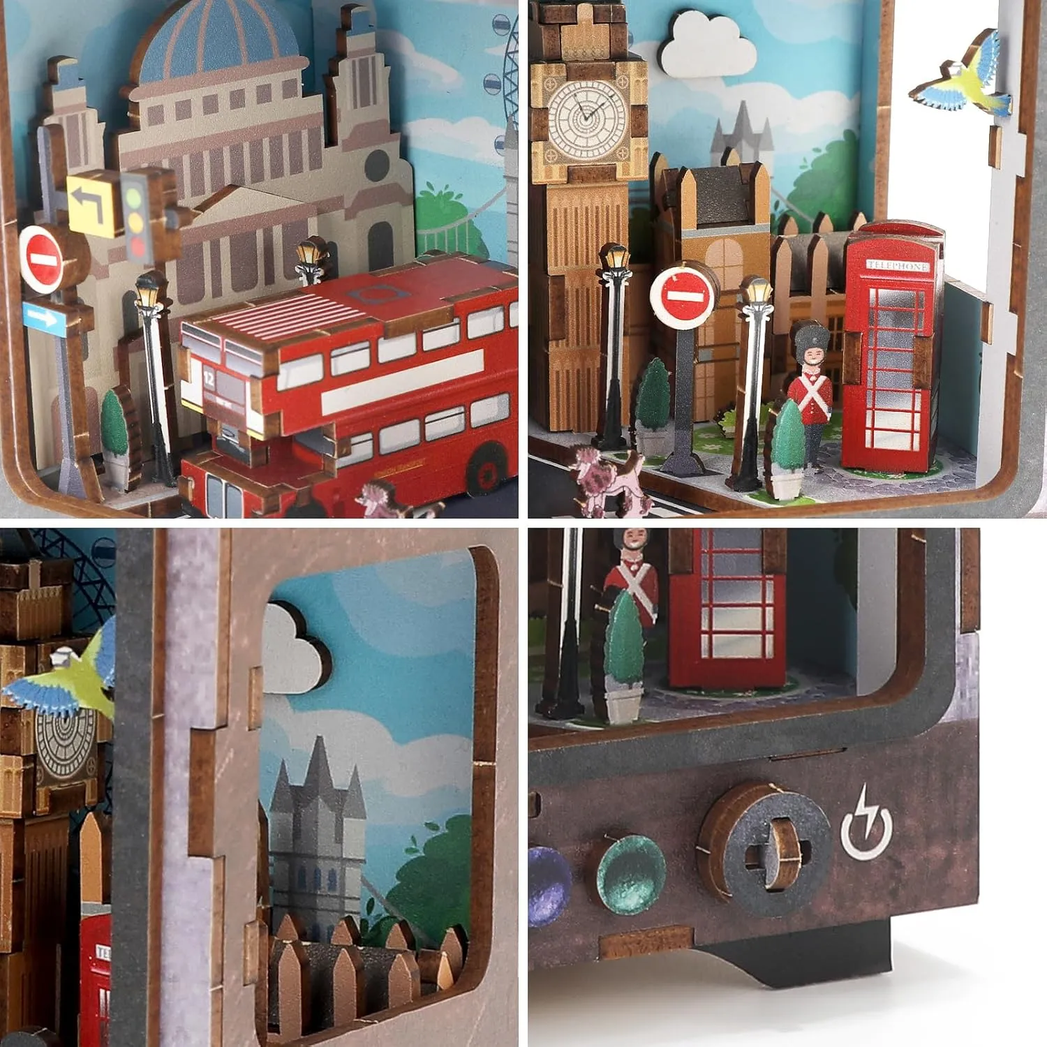 Adults - Fun & Educational Craft Gift for Family & Home Decor London Streets purposefully 3D Puzzle Nightlight - DIY LED Wooden Lamp Kit for Kids & 