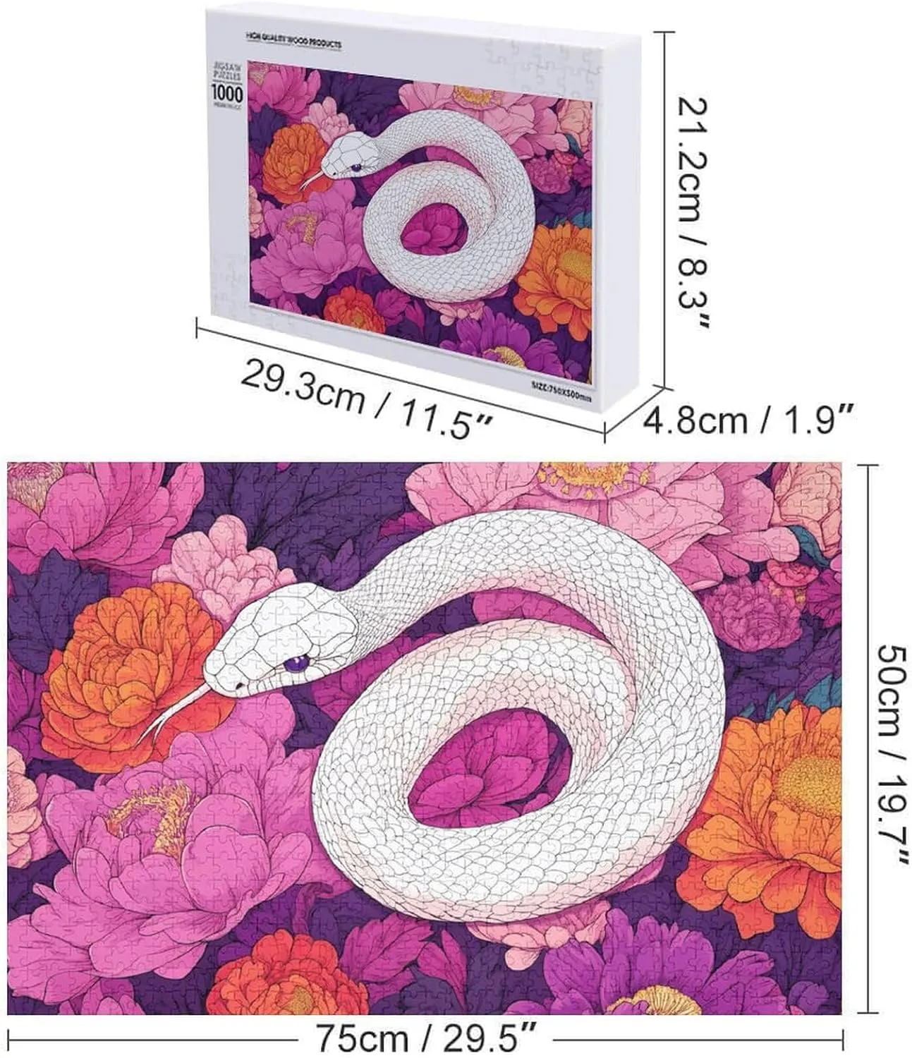Adults Personalized Wall hemisphere competitor alphabet Art Decor 1000 PCS Snake and Flowers Funny Jigsaw Puzzles Wooden Puzzle for 
