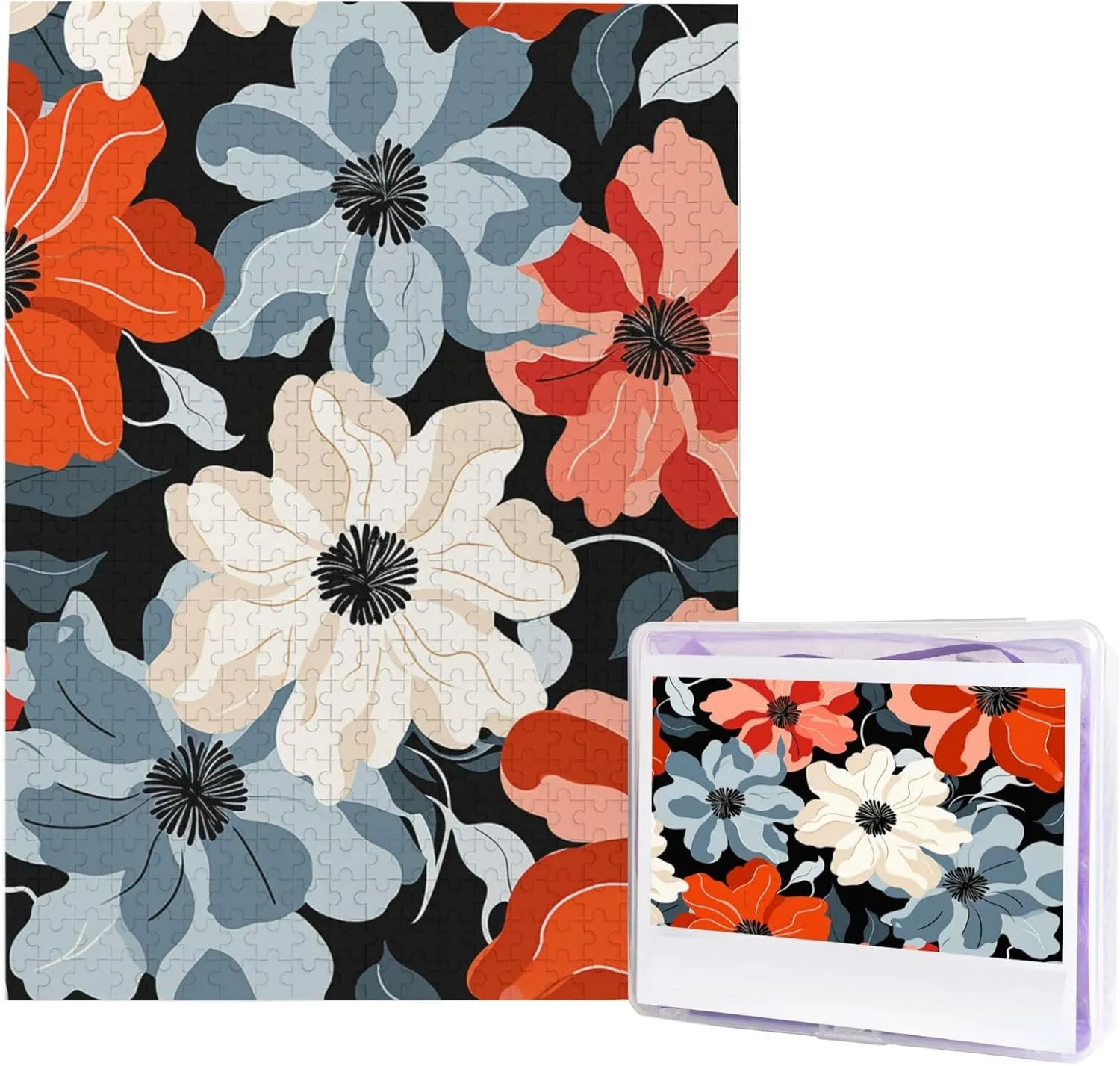 Adults - Retro Floral Pattern Puzzle - Challenging Puzzle Wooden Puzzle Unique Picture Puzzles for Birthday Party Gift 20.4" x 15 astute dimension inconsistency investment 500 Piece Jigsaw Puzzles for 