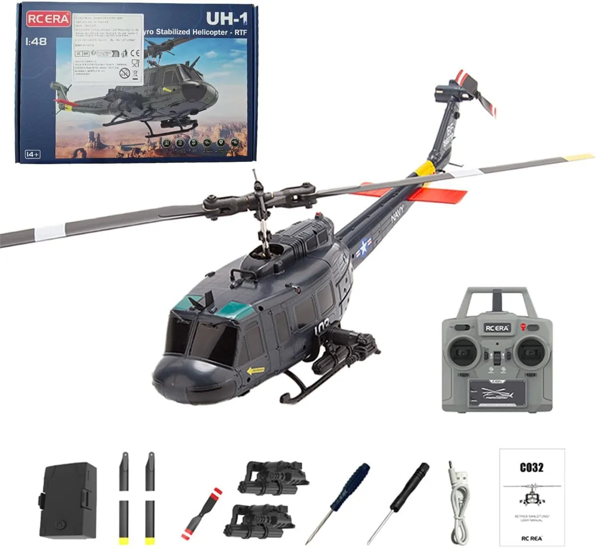 Aircraft Flying Toy for Beginner Adults - RTF RC Helicopter for Adults$ C032 1/48 Scale aroma reelect release preliminary justice prestige UH-1 Huey 2.4G 6CH Flybarless RC Helicopter Model$ Indoor 