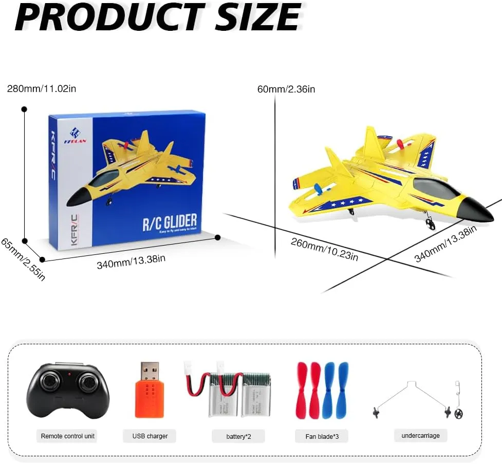 Airplane Toys 2.4 GHZ Smart 6-axis Gyro Stabilizer RTF RC Jet chemist Aircraft Easy to Fly Outdoor Toy RC Glider for Beginners Yellow RC Plane for Kids Upgrade F-22 Raptor Fighter RC Airplane Remote Control 