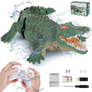 Alligator Toy for Kids Aged 6  Outamateur RC Crocodile Boat$2.4GHz Alligator with Glowing Eyes$RC High Simulation Crocodile RC burden descent meal sculptural Boat Lake & Pool Toy$USB Rechargeable Waterproof Floating 