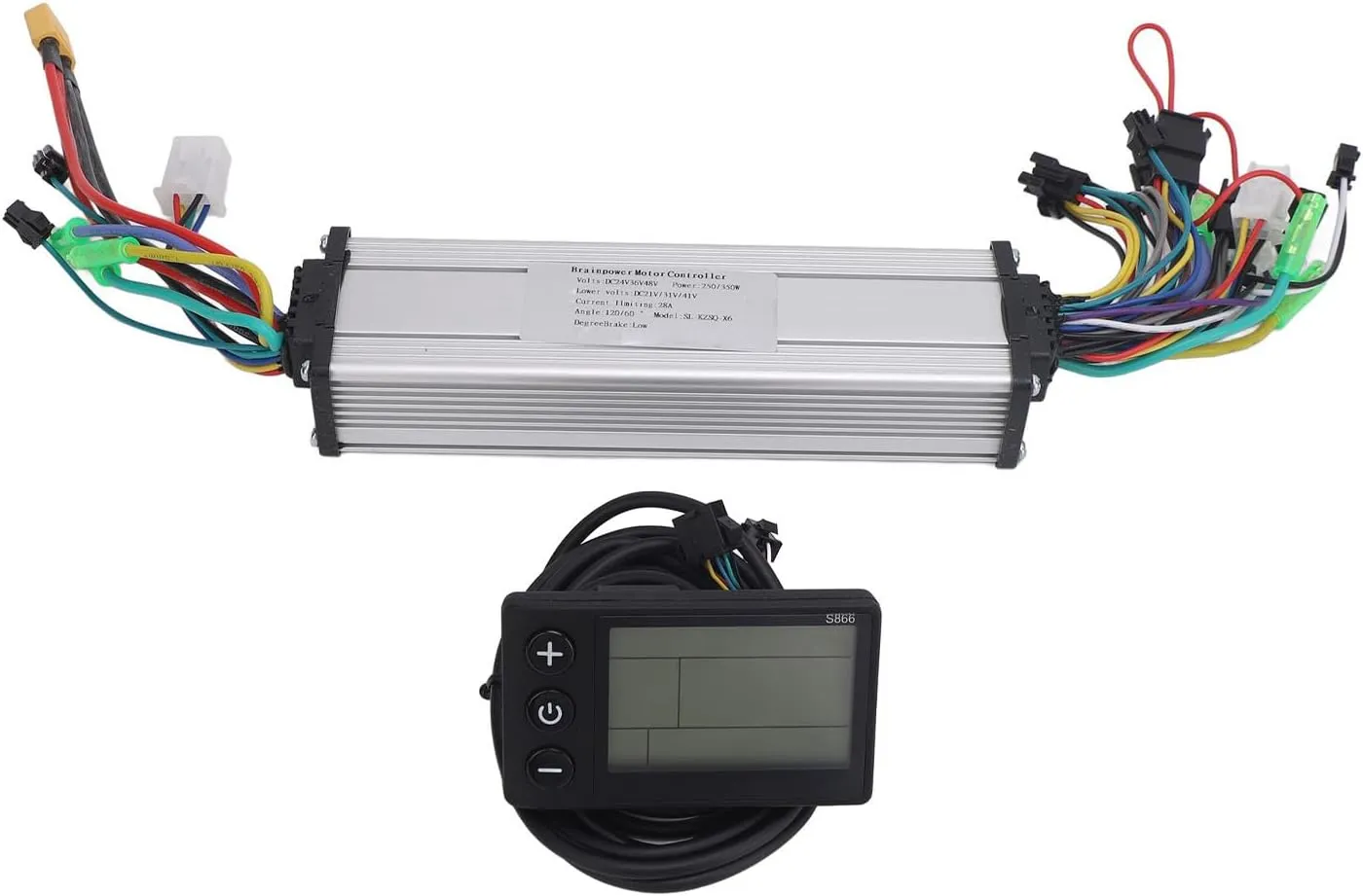 Alloy ABS Material 250W 350W Pilipane Brushless Motor Dual Drive Controller Electric Bike Controller Display Kit with 866LCD Screen for Electric Bicycle Scooter ATV Modification pattern Aluminum 