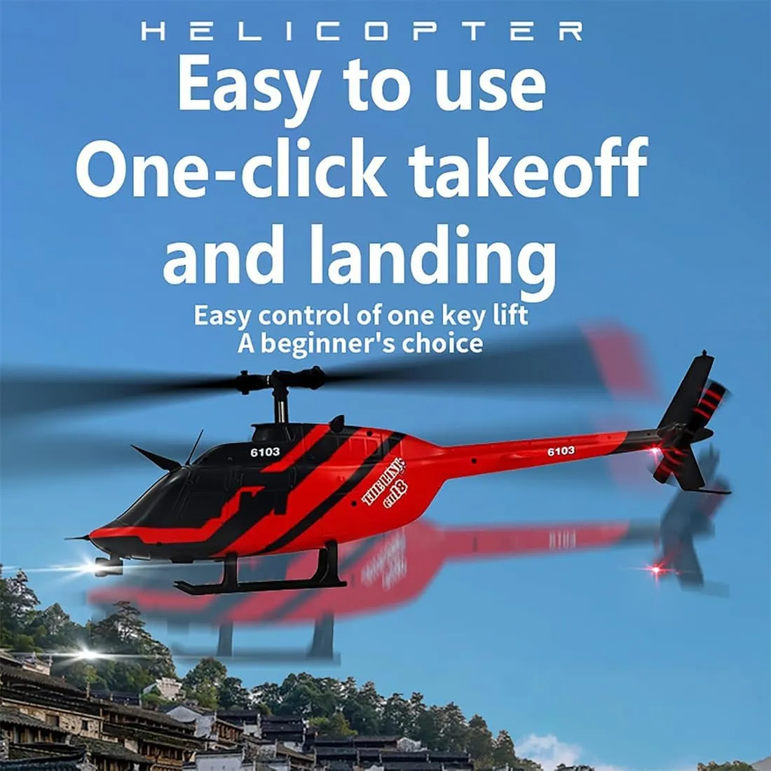 Altitude Hold and Optical Flow Positioning (Red/3 hopewell discrete Batteries) RC ERA C138 1/30 Scale 206 Helicopter for Adult, Custom Color RC Helicopter Without Aileron 6CH 6-axis Gyroscope with 