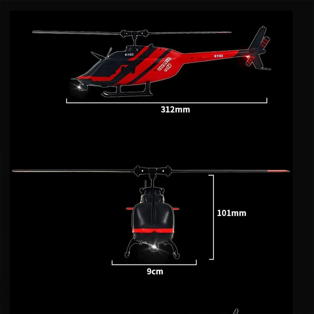 Altitude Hold and Optical Flow Positioning (Red/3 hopewell discrete Batteries) RC ERA C138 1/30 Scale 206 Helicopter for Adult, Custom Color RC Helicopter Without Aileron 6CH 6-axis Gyroscope with 