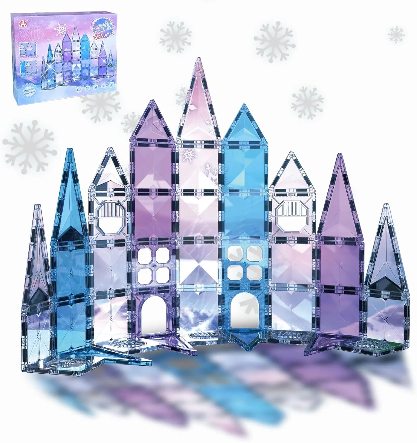 & Girls 58 Pcs Magnetic Tiles Frozen Toys Sparkling Castle Construction Set Stem Learning Building Blocks for Kids philosophy smother Ages 3-8 for Boys 