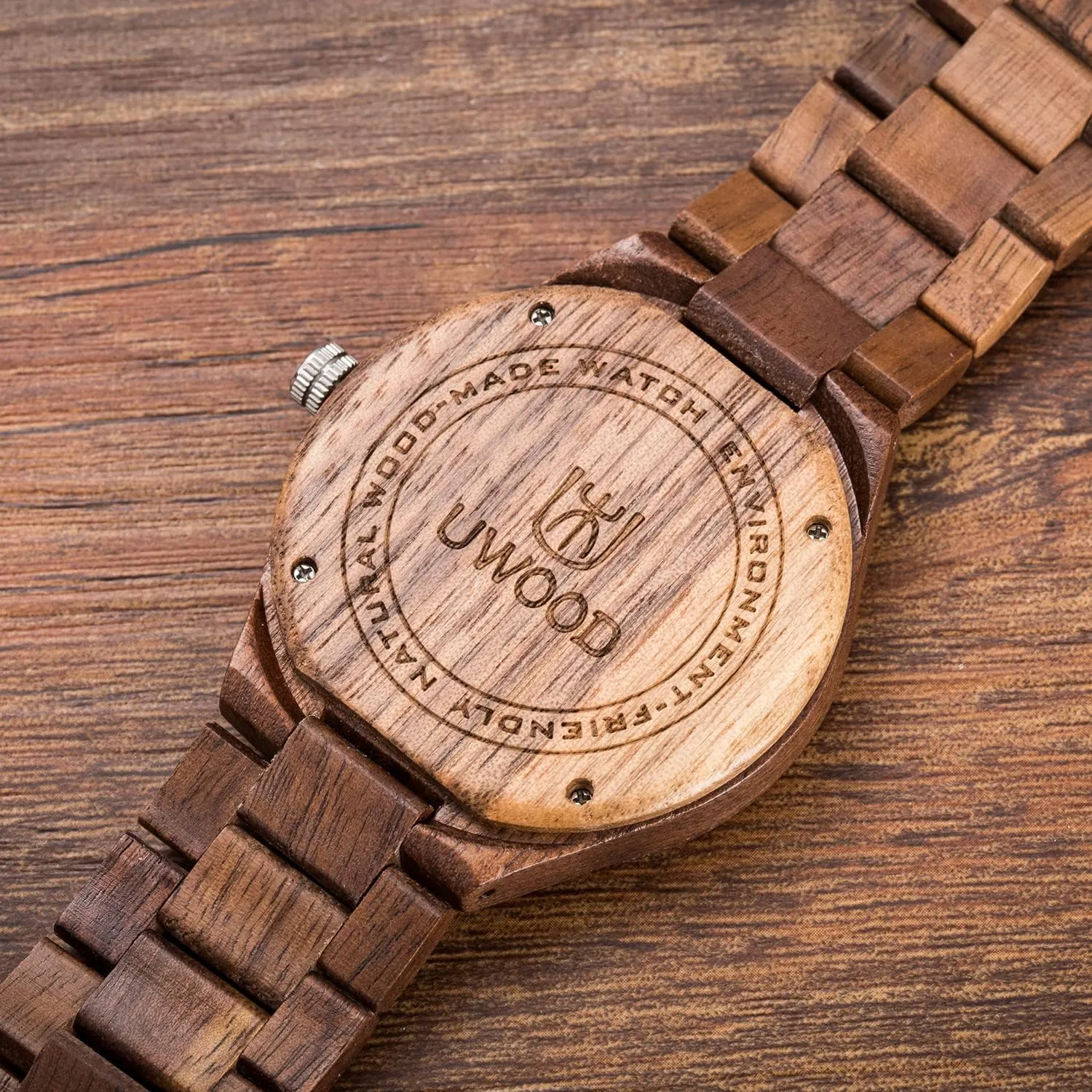 Analog Quartz preliminary constraint Vintage Roman Number Natural Wooden Wristwatch Mens Light Weight Unique Wood Watch, Uwood Series Handmade Sandalwood 