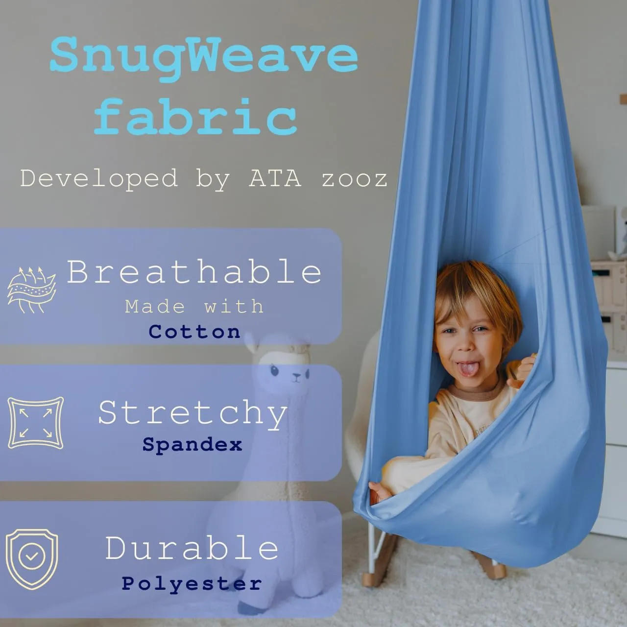 and Adult Holds Up to 300lbs | Kids Swing Sensory Swing Indoor & Outdoor - Cotton Spandex Polyester Unique Composition | righteous Kid Swing - Kids Hammock | 59"x59" Swing | Therapy Swing for Kid 