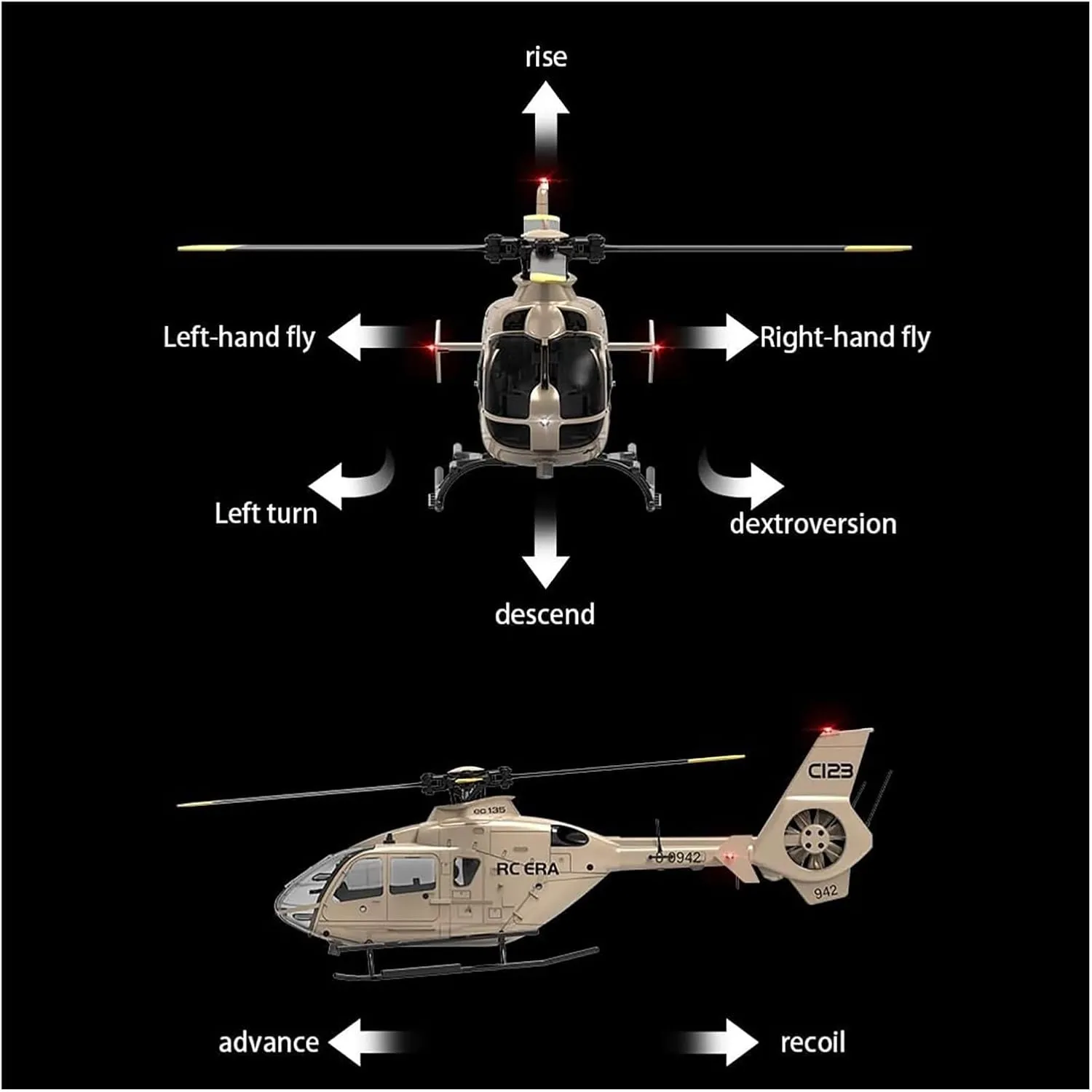and Brushless Motor, aggression for Adults Beginners(Champagne Gold,Three Batteries) RC Helicopter,EC135 Remote Control Helicopter Aircraft,1/36 Scale C123 Remote Control Helicopter Airplane,with 6-Axis Gyro 