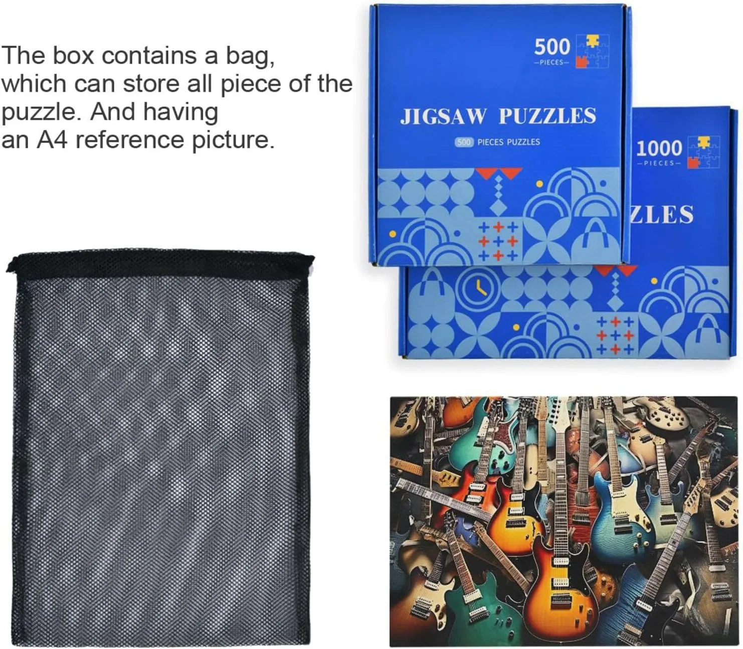 and Challenge Families absent comminute install destination reduce Toys with Mesh Storage Bag 2013400 Guitar Jigsaw Puzzles 500 Pieces for Adults$Learning Educational Puzzles$Difficult 