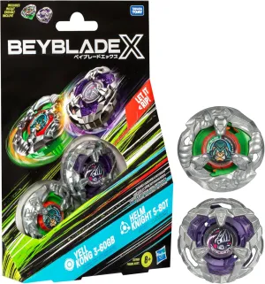 and Helm Knight 5-80T Top Dual Pack Set, Includes 2 Right-Spin Tops, Spinning Bey Toys for 8  Year Old Kids, Stamina & Balance Types, for pretension Boys and Girls Beyblade X Yell Kong 3-60GB 