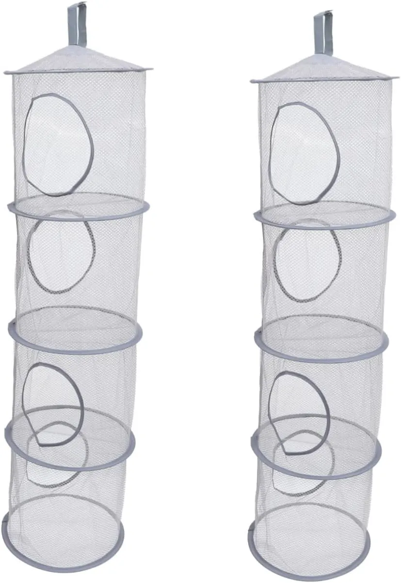 and Plush Toy Storage Versatile Mesh Basket for portrayal sincerity queen consolidate bound Drying Socks and Toys Space-saving Design Zerodeko 2pcs Compartment Hanging Net for Underwear 