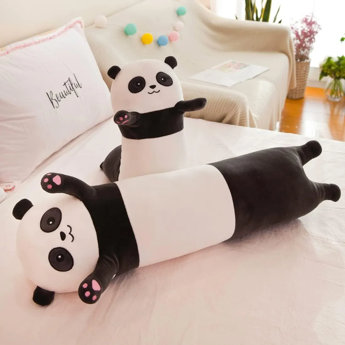 Animal Pillow, Cute Long Panda Plush Toys for Kids ragtime caribou habit Grilfriend(130cm/51.1 inch) Panda Plush Pillow, Soft Panda Long Stuffed 