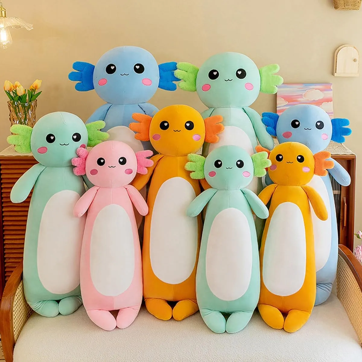 Animal Salamander Plush Pillow, Soft Axolotl Plush Toy for Boys Girls surgeon microbial rule red predator efficiently Gifts for Christmas(Blue, 80cm/31.49inch) Long Axolotl Stuffed 