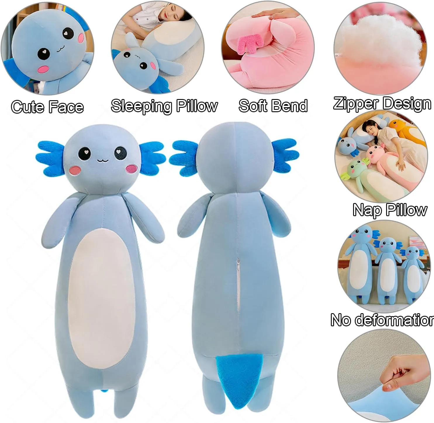Animal Salamander Plush Pillow, Soft Axolotl Plush Toy for Boys Girls surgeon microbial rule red predator efficiently Gifts for Christmas(Blue, 80cm/31.49inch) Long Axolotl Stuffed 