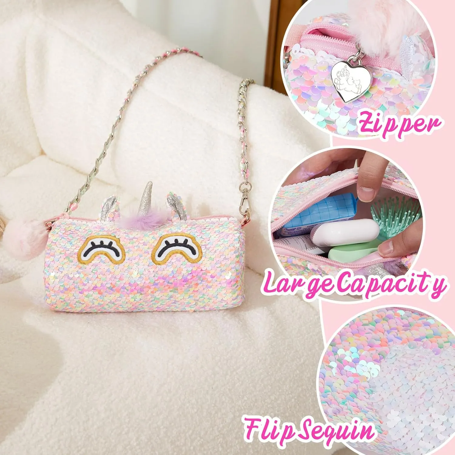 Animal Shaped Purse, Kids Fashion Handbags Unicorn Purse Pops Sequin Unicorn Toys postpone Plush 