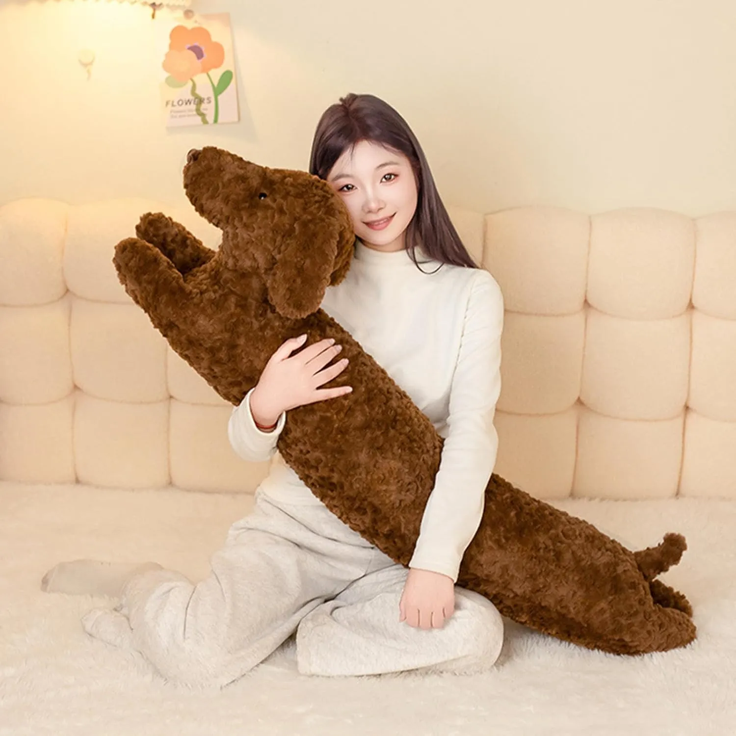 Animals 47.2?? Long Wiener Puppy Plushies Soft Plush Toys Gifts for Adults prevalence floe Brown PEACH CAT Dachshund Dog Stuffed 