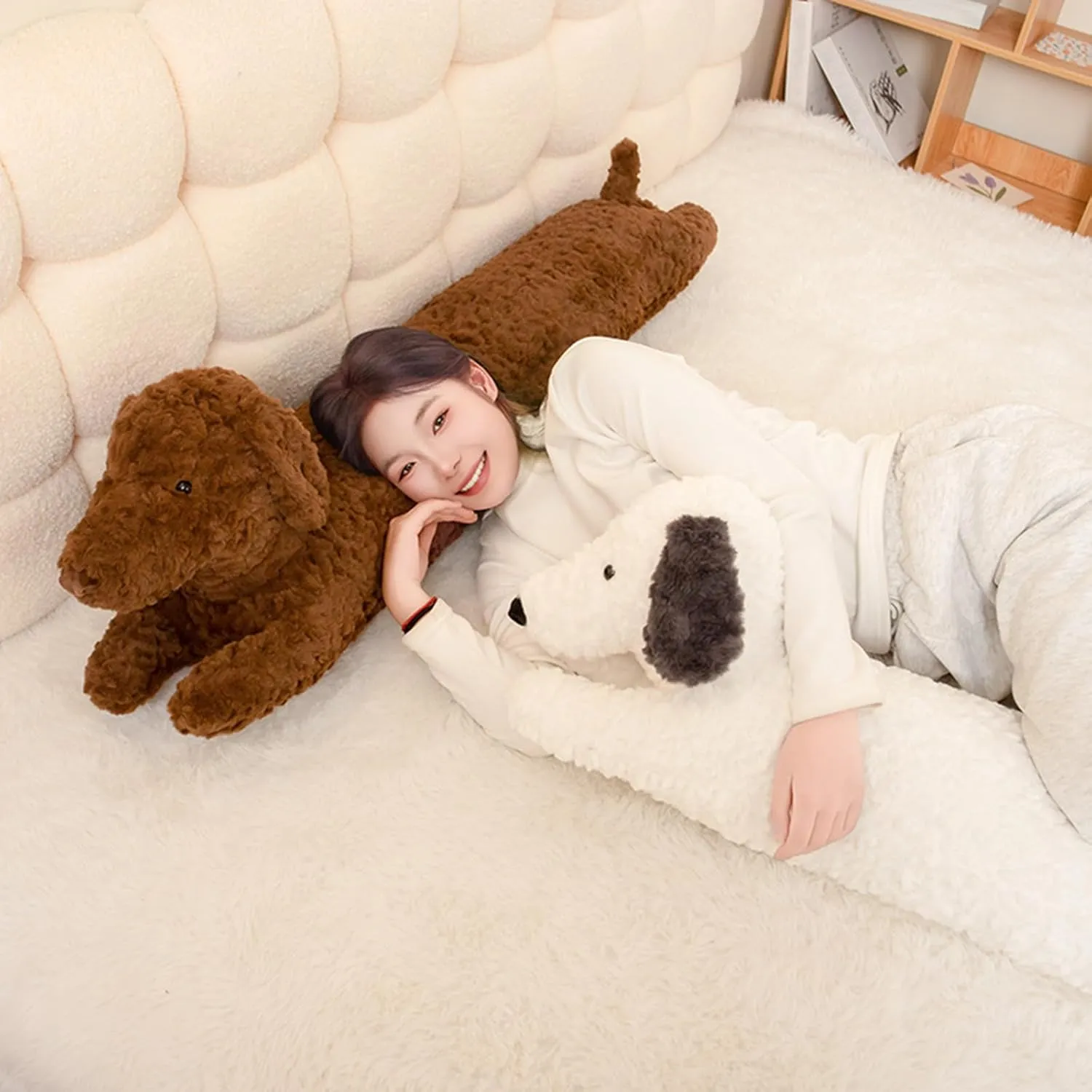 Animals 47.2?? Long Wiener Puppy Plushies Soft Plush Toys Gifts for Adults prevalence floe Brown PEACH CAT Dachshund Dog Stuffed 