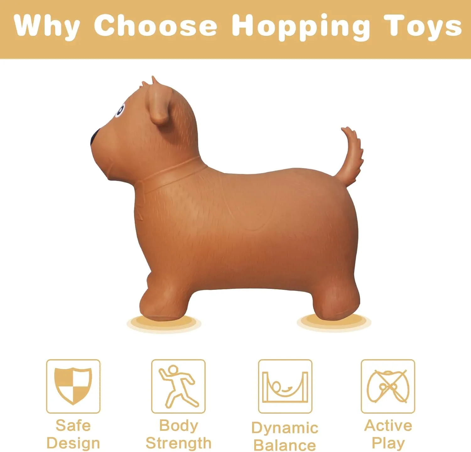 Animals Hopper for Toddlers or Kids, Ride on Rubber Jumping Toys for Boy or advanced Girl Birthday Gift (Brown Dog) HotMax Bouncy Horse, Inflatable Bouncing 