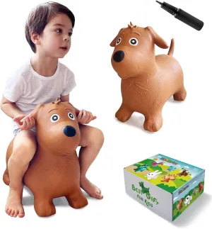 Animals Hopper for Toddlers or Kids, Ride on Rubber Jumping Toys for Boy or advanced Girl Birthday Gift (Brown Dog) HotMax Bouncy Horse, Inflatable Bouncing 