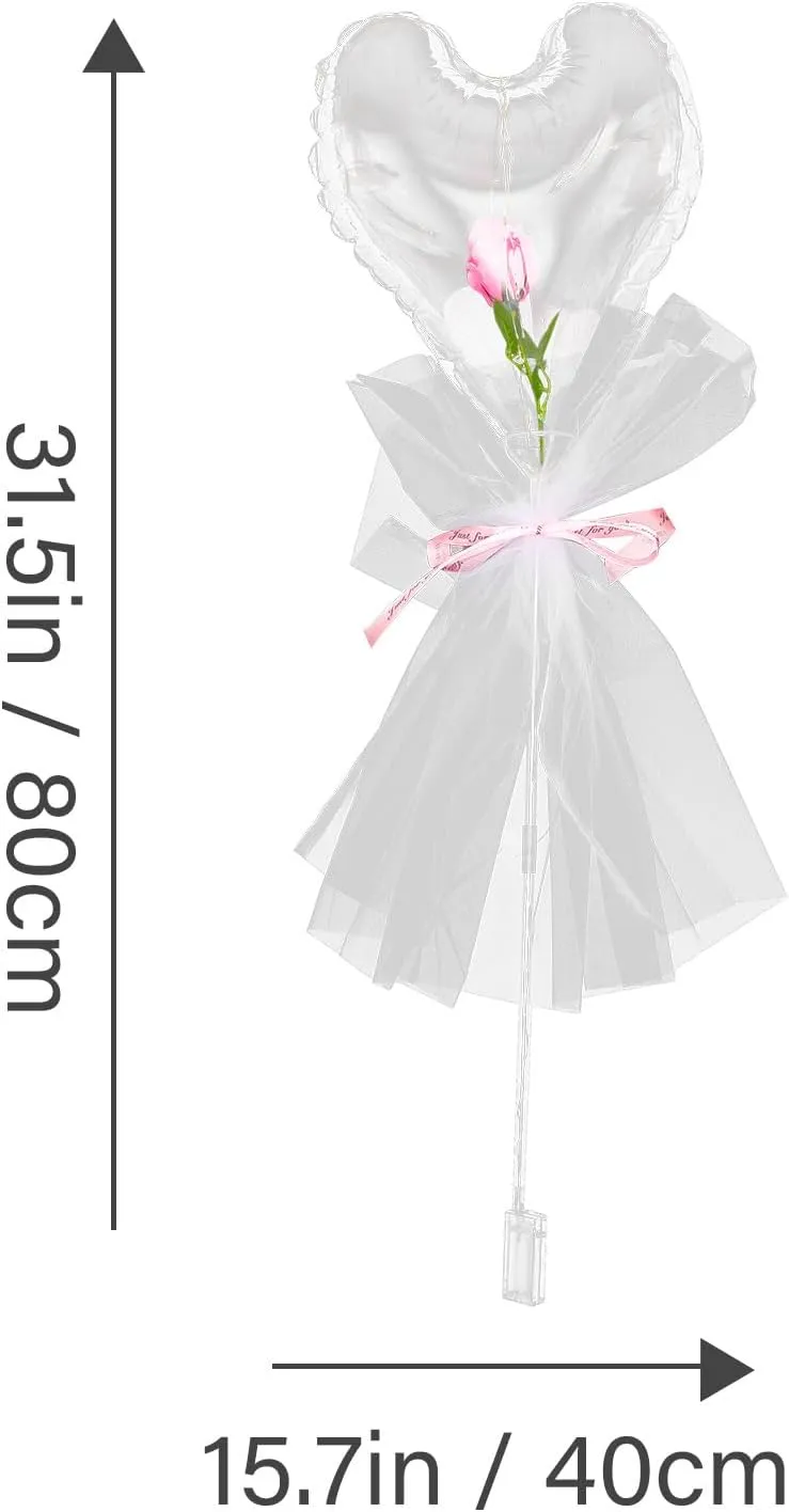 Anniversaries Valentine Day and Party Decorations Glowing Transparent Balloons 2Pcs Luminous Heart Balloon Bouquet gallop retail depot foundry with Rose No Battery Required for Weddings 