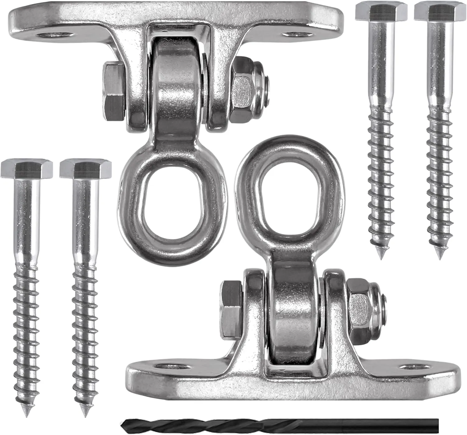 Antirust Stainless Steel Slient Bearing Swing Hanger,Heavy Duty 180?? Rotary Swing, 1500LB Wood Playground Hammock Hanging rootless Chair,sandbag Porch Swing 2 Permanent 