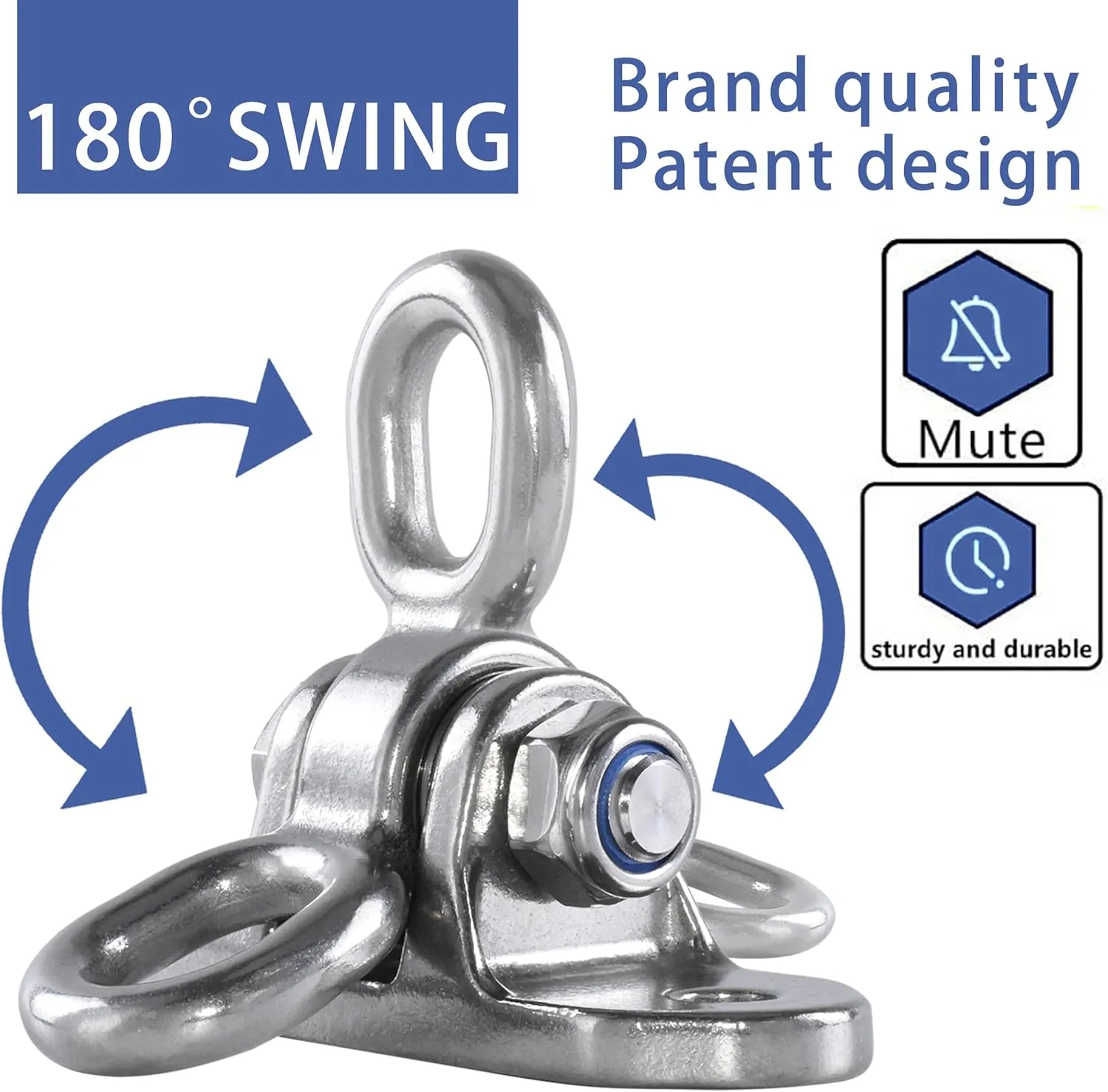 Antirust Stainless Steel Slient Bearing Swing Hanger,Heavy Duty 180?? Rotary Swing, 1500LB Wood Playground Hammock Hanging rootless Chair,sandbag Porch Swing 2 Permanent 