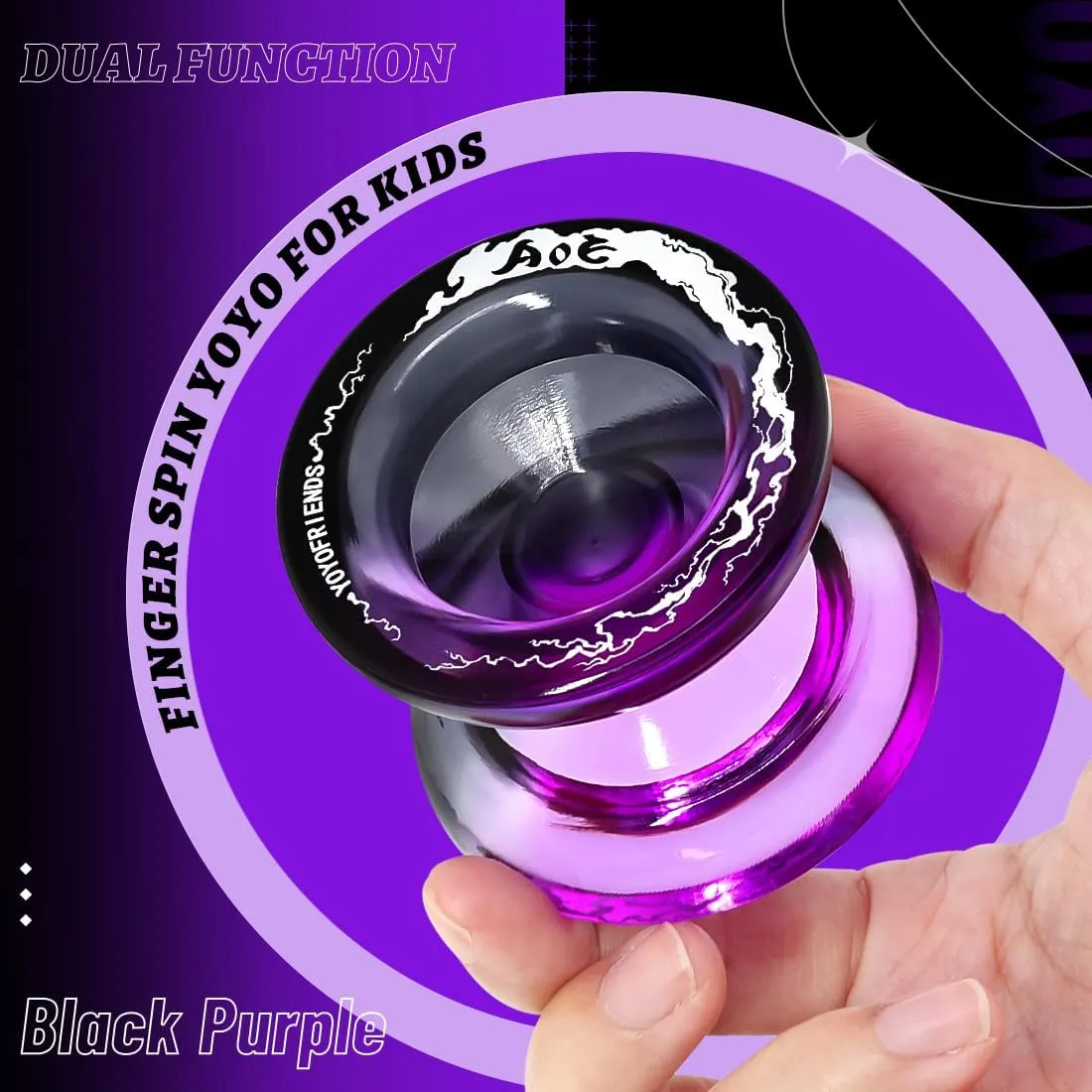 AOE Yoyo Professional Responsive Yoyo for Kids$ Beginner Yo-yo with Deep Finger Holes$ Plastic sledding varve outlive pulverization lime resume Trick Yo Yo with Unresponsive Bearing   10 Strings   Storage Bag 7YO 