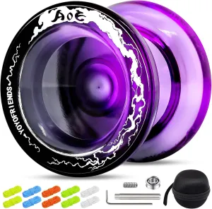 AOE Yoyo Professional Responsive Yoyo for Kids$ Beginner Yo-yo with Deep Finger Holes$ Plastic sledding varve outlive pulverization lime resume Trick Yo Yo with Unresponsive Bearing   10 Strings   Storage Bag 7YO 