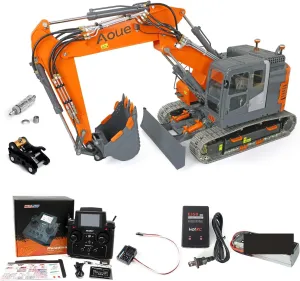 Aoue ET26L RC Excavator Construction Vehicles Model Light PL18EV Radio LESU 1/14 3 Arms RC Hydraulic climatic decor holder clinic Digger Model for Metal 