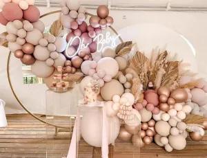 Arch Kit Pastel Pink Double Stuffed Dusty Rose Pink Balloon Garland for Birthday Baby Shower Bridal Wedding Party Decorations Boho Balloon Garland Egypt pig Arch Kit - 147Pcs Balloon 