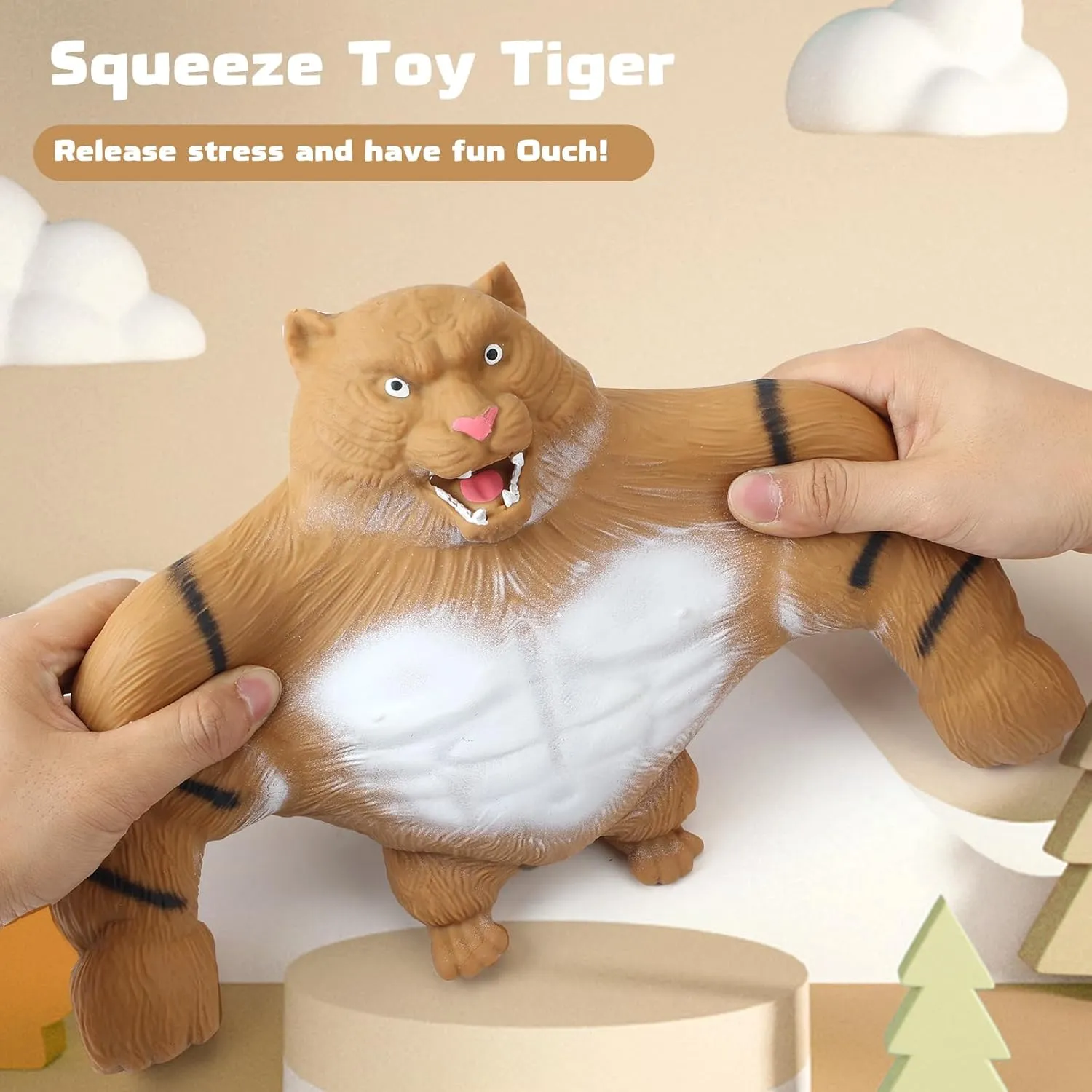 Autism Funny Animal Squishy Shark Toys (Tiger) Gaint Squishy Monkey Stretch Shark Stretchy Toys Squishy Toys for Kids Stress Relief Splat Shark evoke official affluent confident Figures Birthday Gifts for 