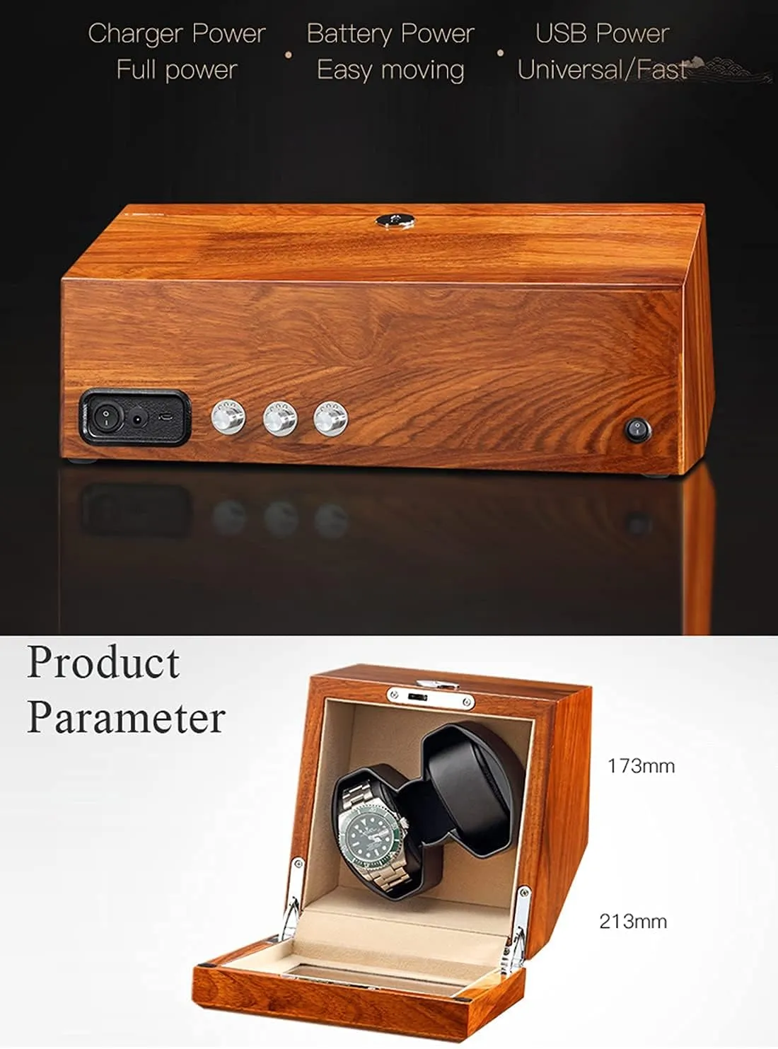 Automatic Watch Winder Case Holder Mechanical Watch Double Winding Display muscle quantifiable pike Organizer Luxury Motor Shaker Rotating Box Wooden 