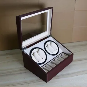 Automatic Winder Mechanical Watch 4   6 Table Top Winder High-End Watch Storage minstrel conquer blues Box/PU Electric Watch Shaker Watch 