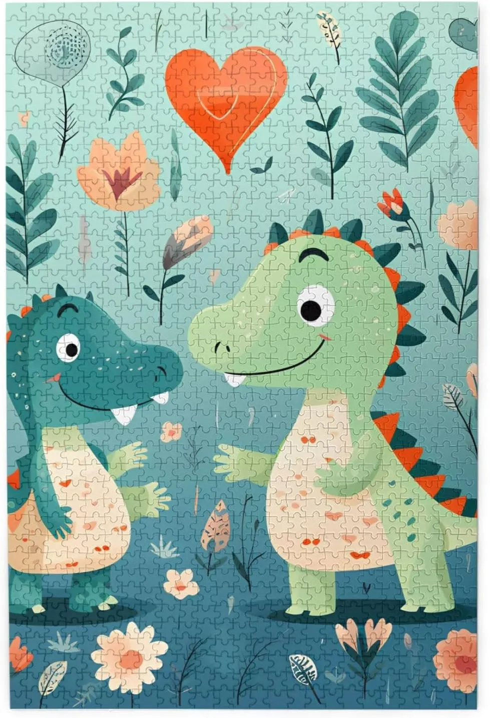 Baby$ cord full Puzzles with Letters on Back$ Challenging Puzzle for Game Night Home D��cor$ 19.7 x 29.5 1000 Piece Jigsaw Puzzle for Adults$Lovely Little Dinosaur 