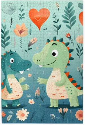 Baby$ cord full Puzzles with Letters on Back$ Challenging Puzzle for Game Night Home D��cor$ 19.7 x 29.5 1000 Piece Jigsaw Puzzle for Adults$Lovely Little Dinosaur 