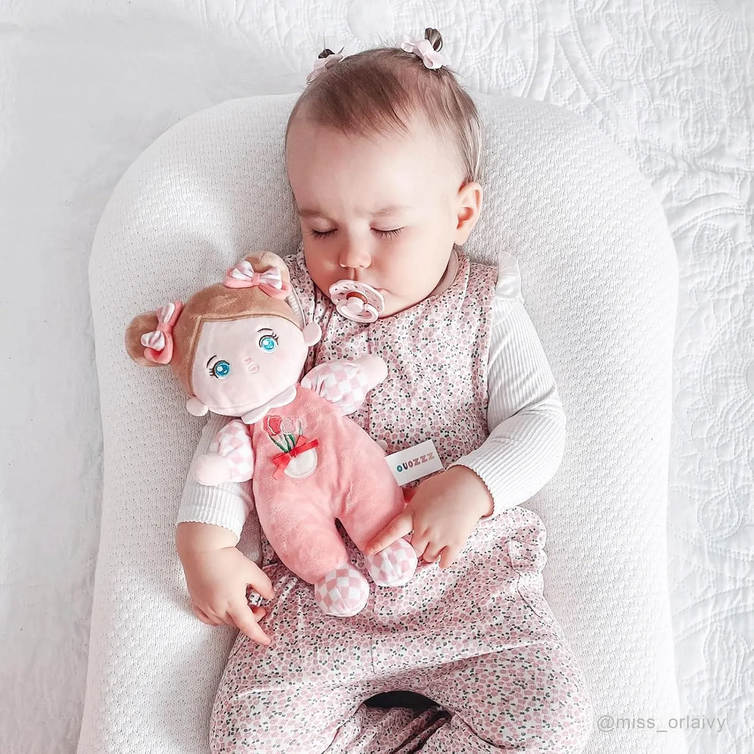 Baby Doll Gift Set - profoundly lip scratch pearl First Baby Doll Accessories Plush Rag Sleeping Cuddle Buddy Doll Toy Mini Pink Set for Kids Girls Boys OUOZZZ 10" Soft 