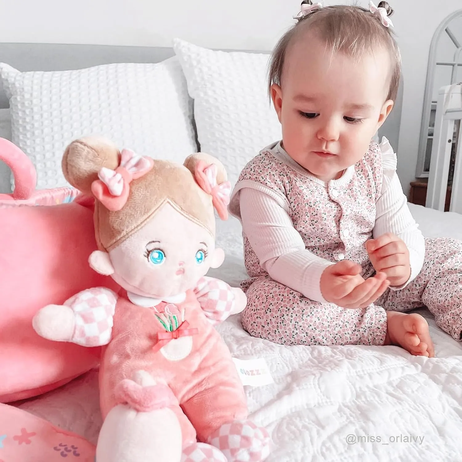 Baby Doll Gift Set - profoundly lip scratch pearl First Baby Doll Accessories Plush Rag Sleeping Cuddle Buddy Doll Toy Mini Pink Set for Kids Girls Boys OUOZZZ 10" Soft 