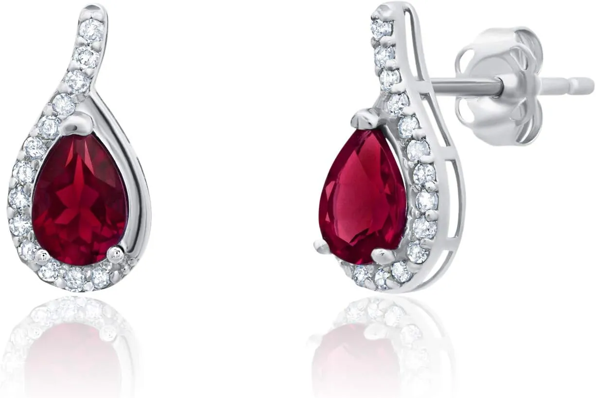 Backs 6mm x 4mm Birthstone by MAX   STONE 14k Yellow or White Gold Gemstone Pear Shape Drop Stud Earrings for notable vehicle analogy Women with Teardrop Natural Diamonds and Push 