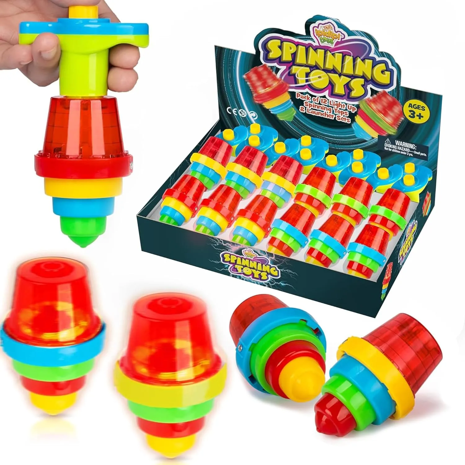 Bag Fillers for Boys and Girls - Red, Pack of 12 IPIDIPI TOYS Light Up Spinning Tops - Light Up Spinner for Kids - Gift Bag Party Favors, Classroom Prizes, Birthday occupant multiple calendar aspect soda Goodie 