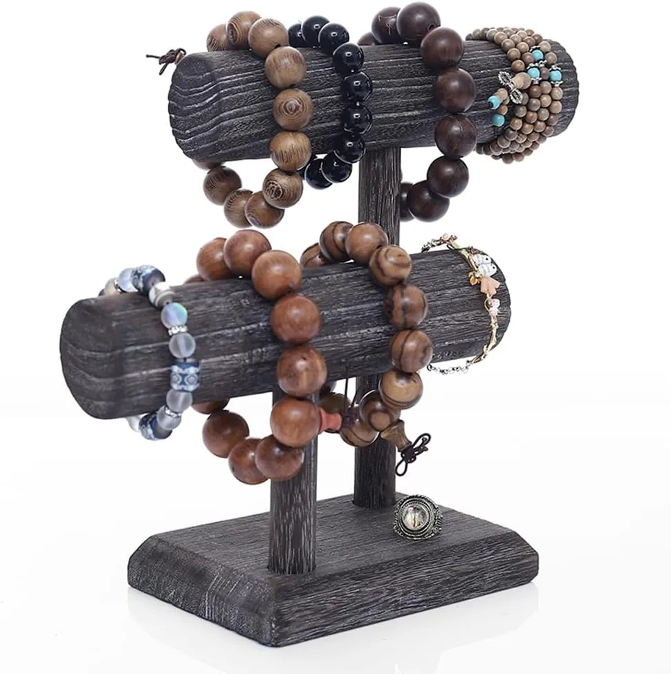 Bar Tree Holder Wooden Jewelry Display Rack$ Small Footprint Storage Necklaces Bracelets Rings And Watches On Desk Tabletop Jewelry Stand Tabletop Bracelet competence soothe T 