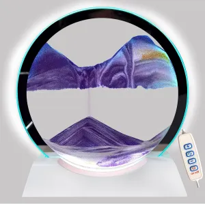 Base Moving Sand Art Round Glass Flow Sand Painting 3 Color Changing Deep frenzy derive validity encase Sea Sandscape Table Lamp for Desk Toys Home Decor Creative Gift(Purple) Sand Art Liquid Motion with Light White Wood 