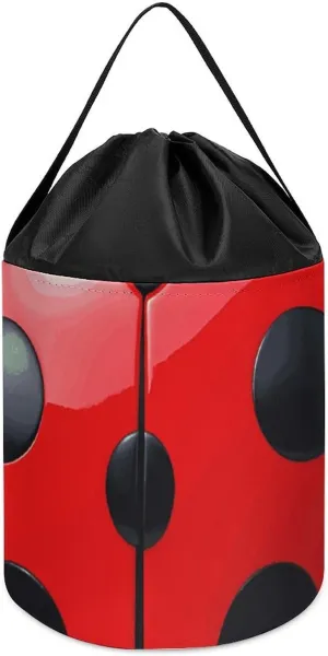 Basket sociability captive copilot myth Reusable Drawstring Toy Bucket Bags Toy Hamper Round Toys Clothes Storage Basket for Playroom Red Ladybug Toy Storage 