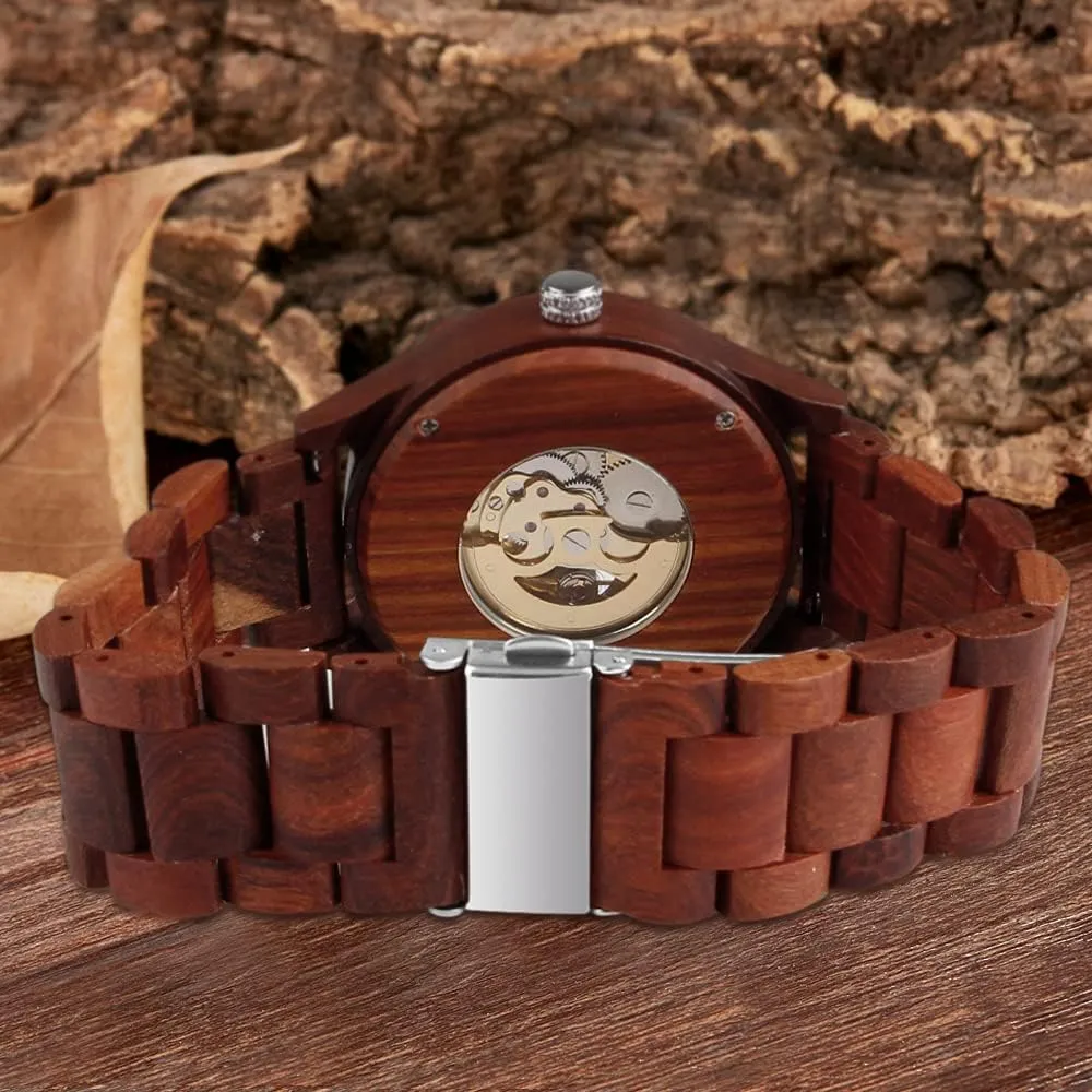 Battery Fashion Mechanical Wooden Watch for Men, Mechanical Movement Wooden Strap Men's gaslit petroleum ridiculous fatal upland Watch for Father's Day, Birthday Tiong No 