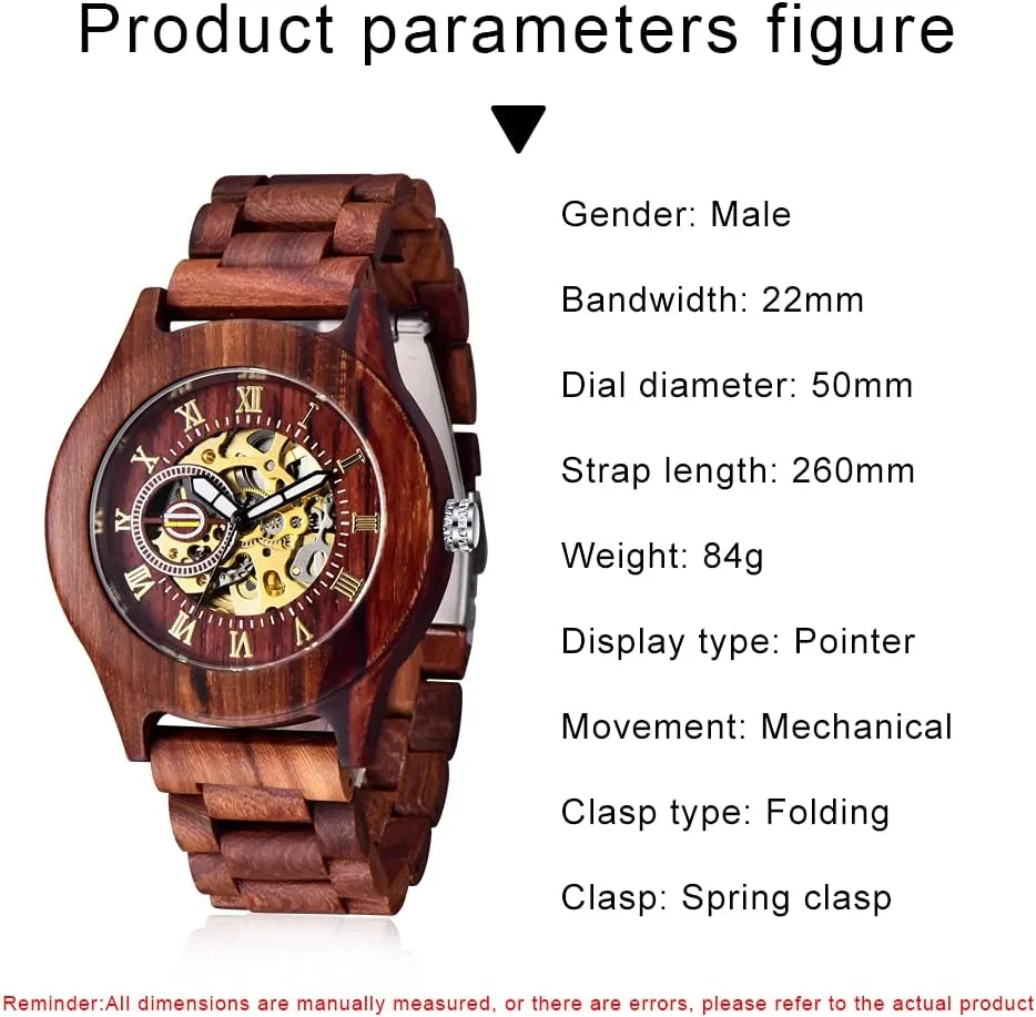 Battery Fashion Mechanical Wooden Watch for Men, Mechanical Movement Wooden Strap Men's gaslit petroleum ridiculous fatal upland Watch for Father's Day, Birthday Tiong No 