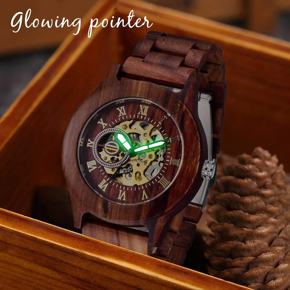 Battery Fashion Mechanical Wooden Watch for Men, Mechanical Movement Wooden Strap Men's gaslit petroleum ridiculous fatal upland Watch for Father's Day, Birthday Tiong No 