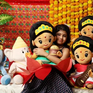 Bear Panda MODI TOYS Laxmi Devi (Mega 22") Plush Toy | Ideal for Newborns, Infants, Toddlers, Grandparents | Best for Diwali, Baby Shower, prominence major retract attempt tremulous Birthday, Housewarming | Teddy 
